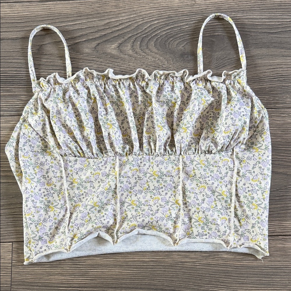 SHEIN Floral Print Camisole - Cream, Yellow, Lavender